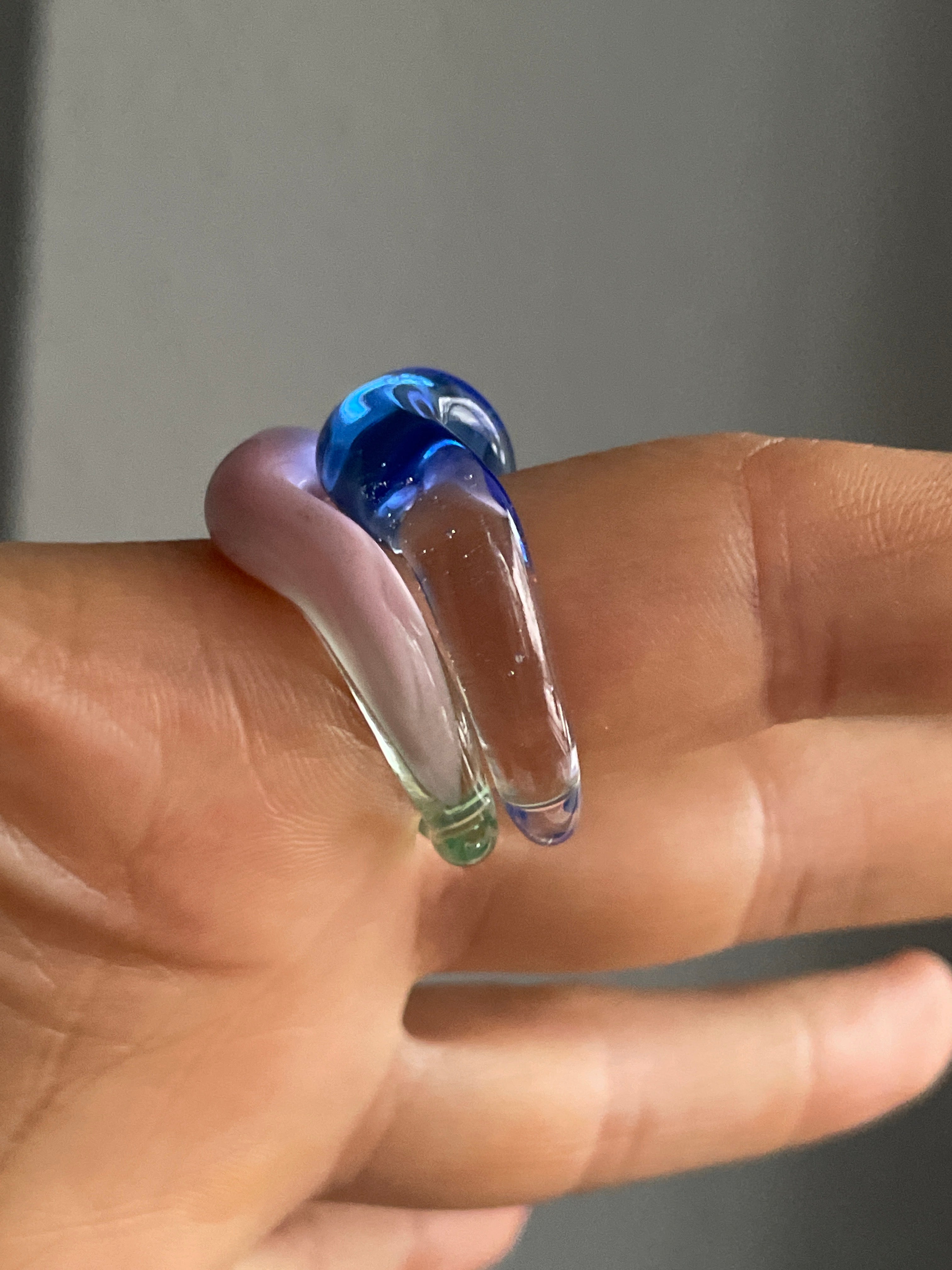 Sapphire Sea Wavy Glass Ring