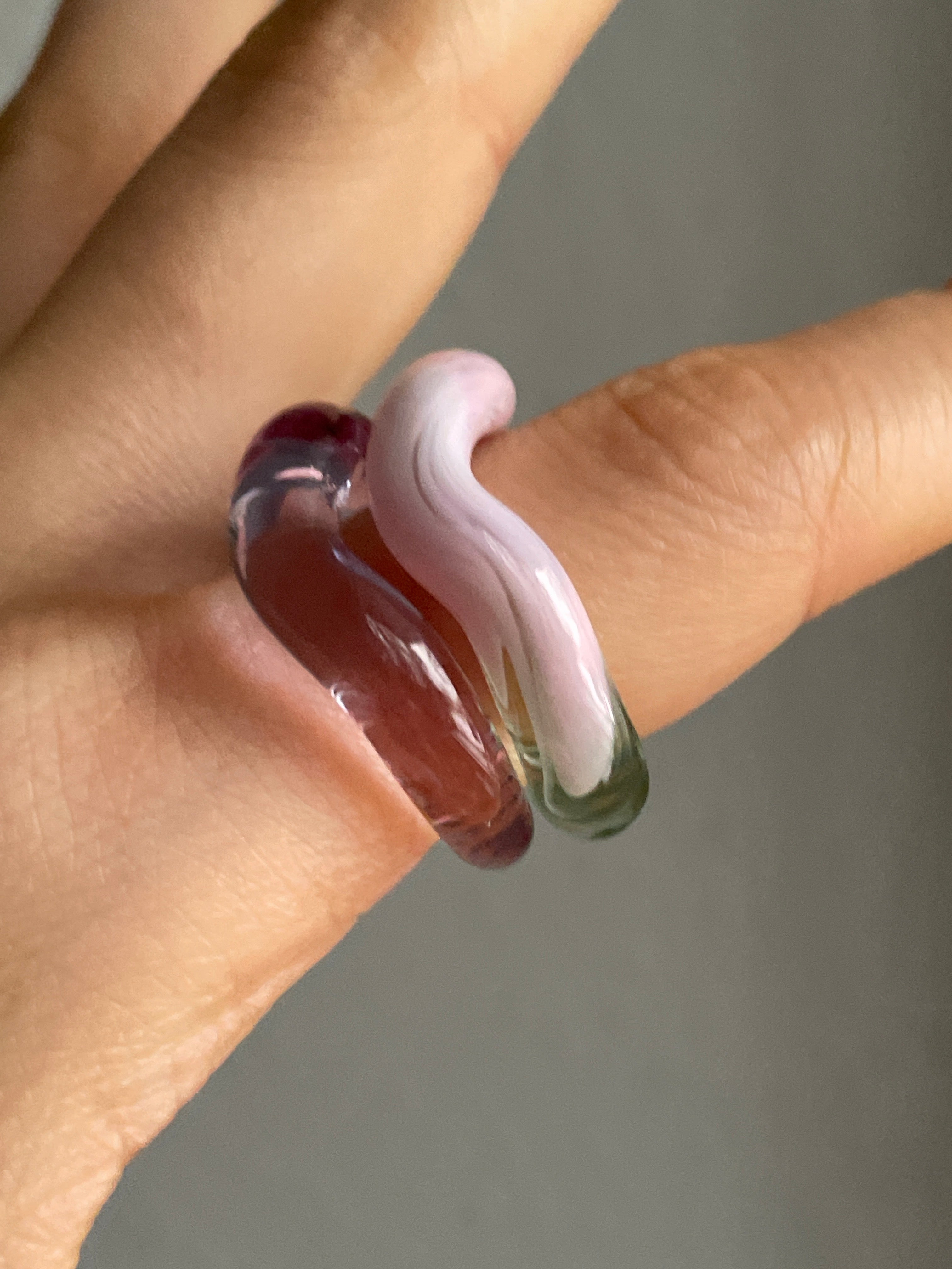 Lilac Wavy Glass Ring