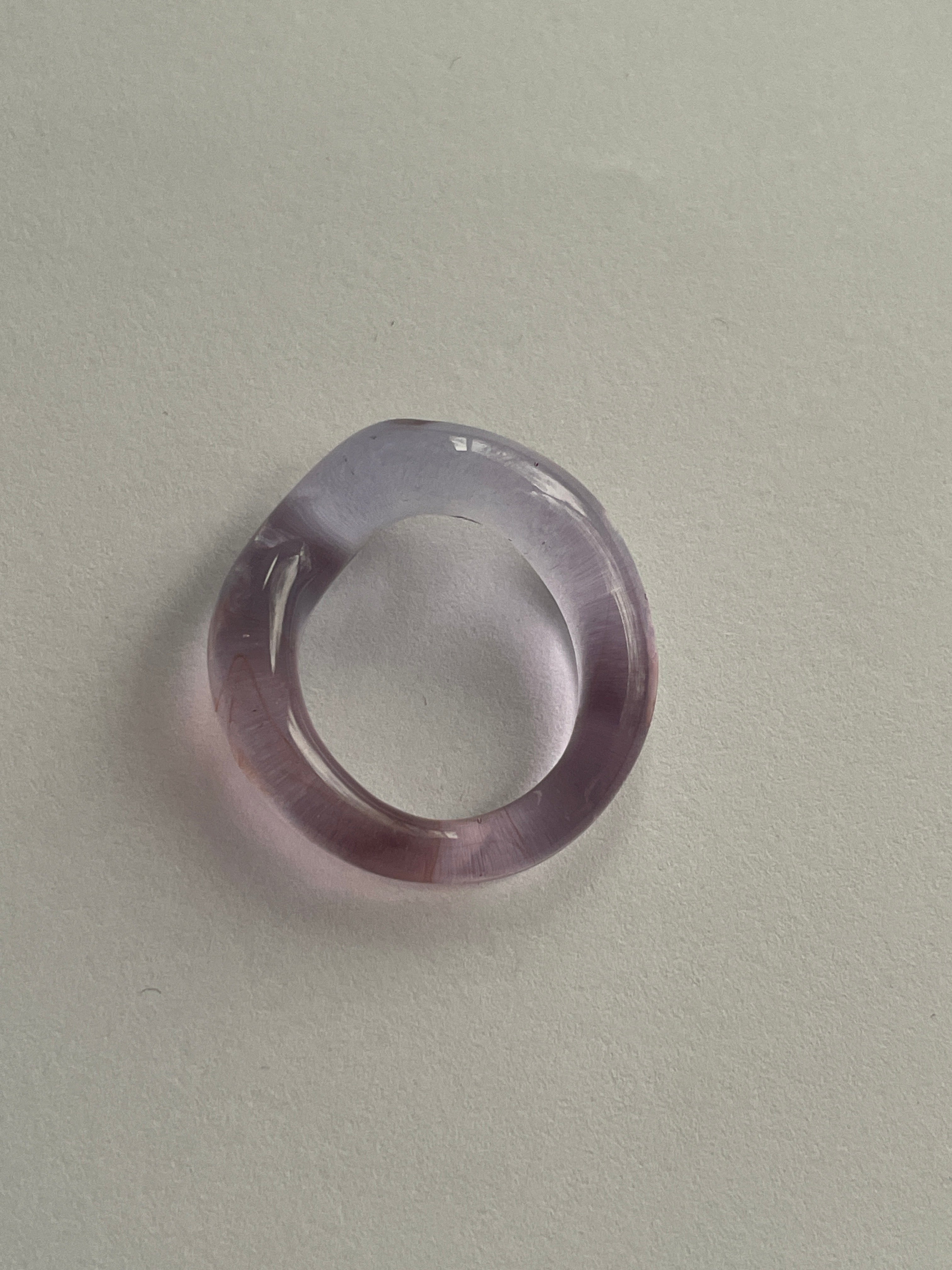Lilac Wavy Glass Ring