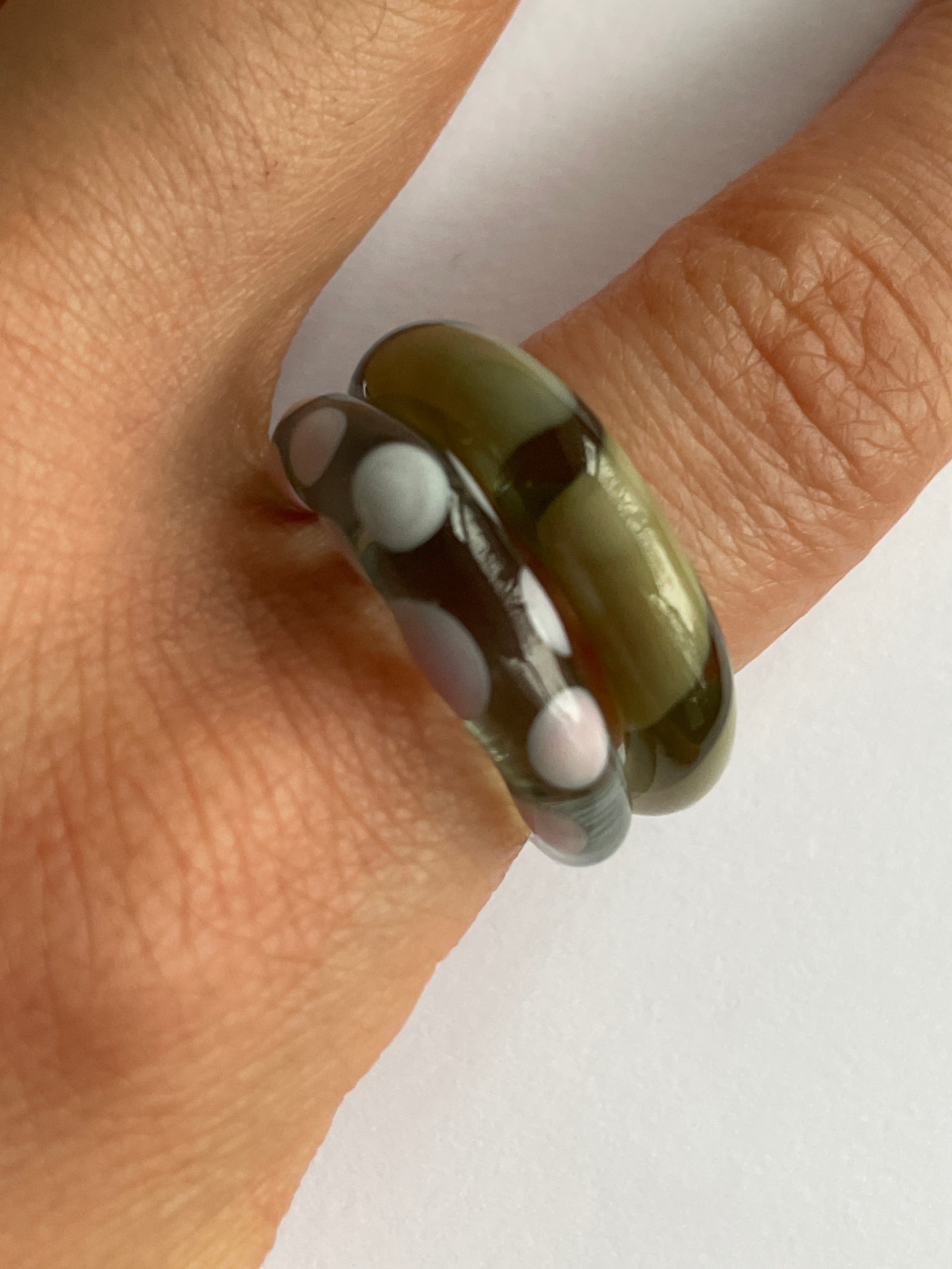 Mint Cream Spiral Glass Ring