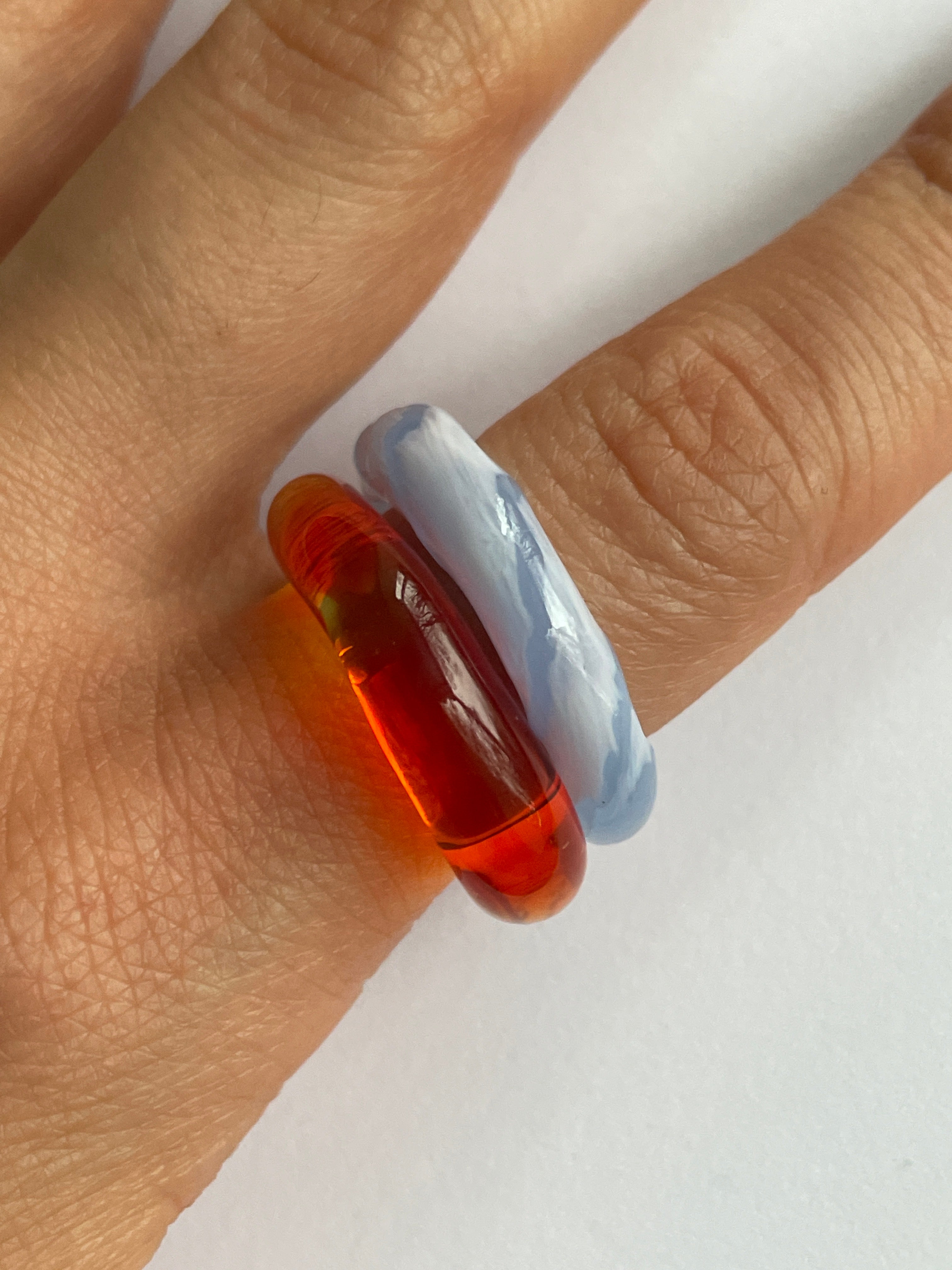 Orange Squiggle Glass Ring