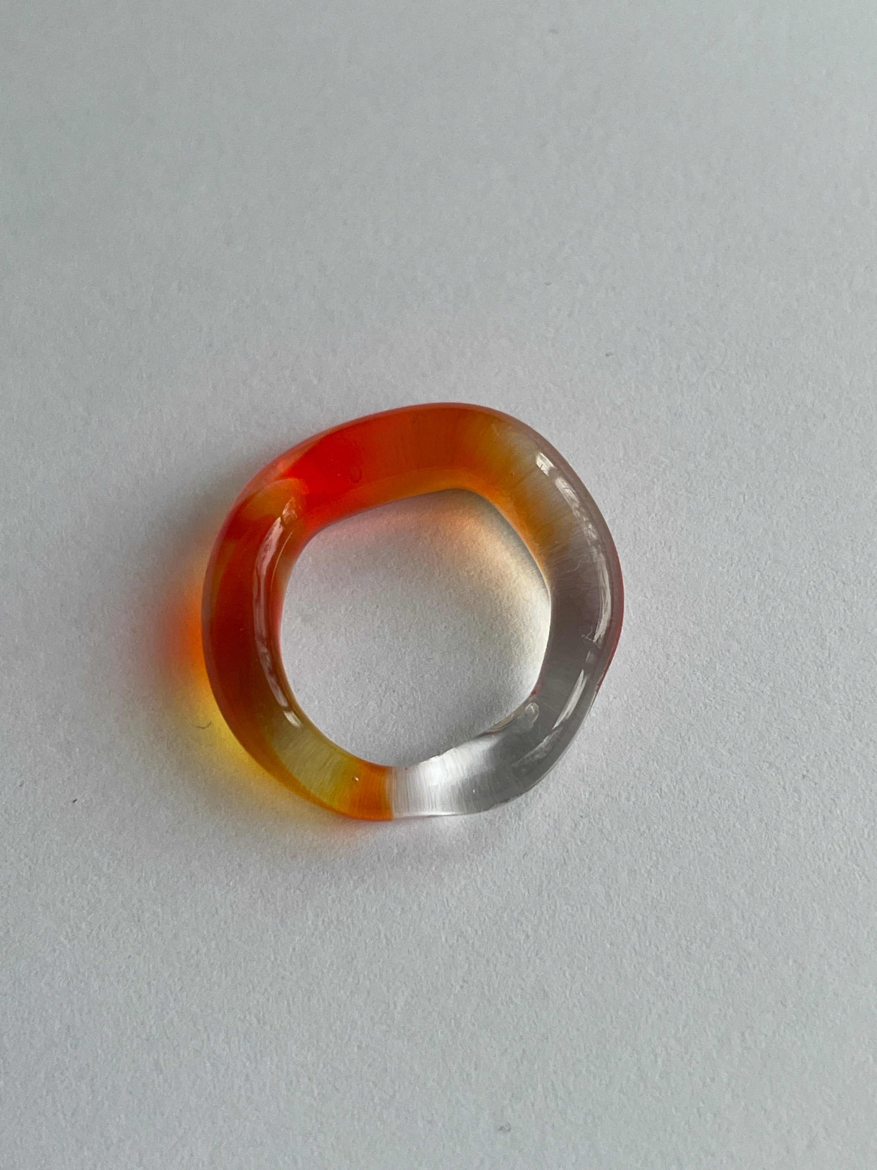 Orange Squiggle Glass Ring