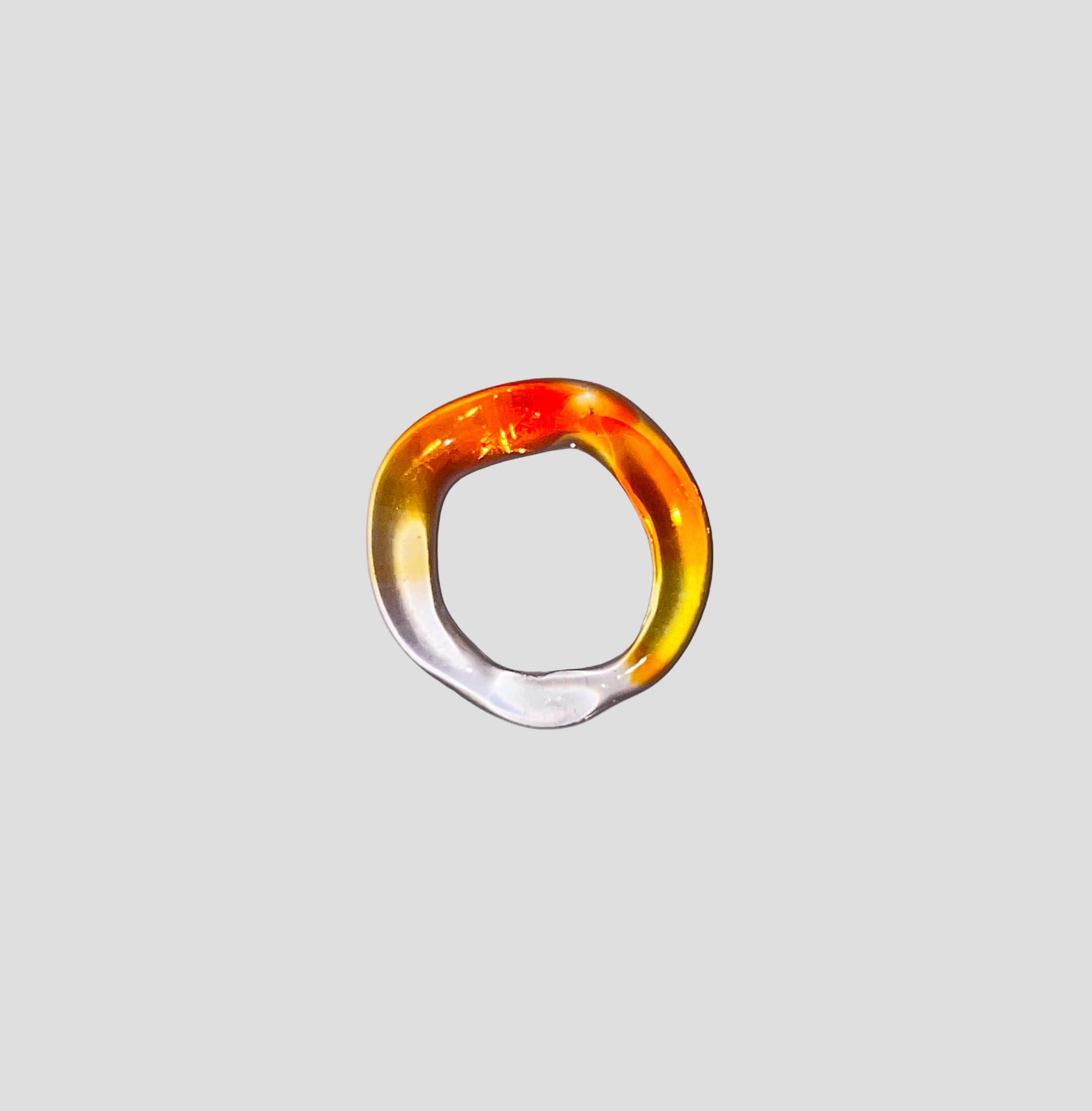 Orange Squiggle Glass Ring