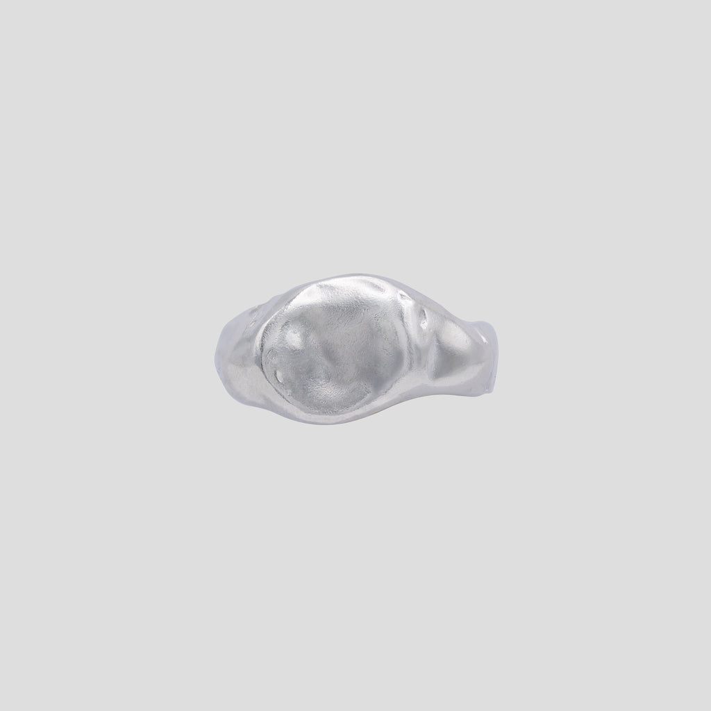 Handmade sterling silver Uneven ring with raw texture — All Rivers jewelry Berlin