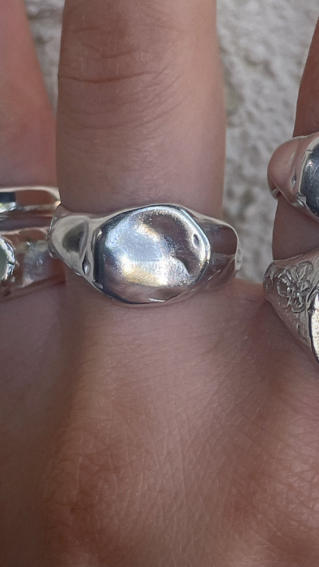 all rivers sterling silver uneven signet on hand