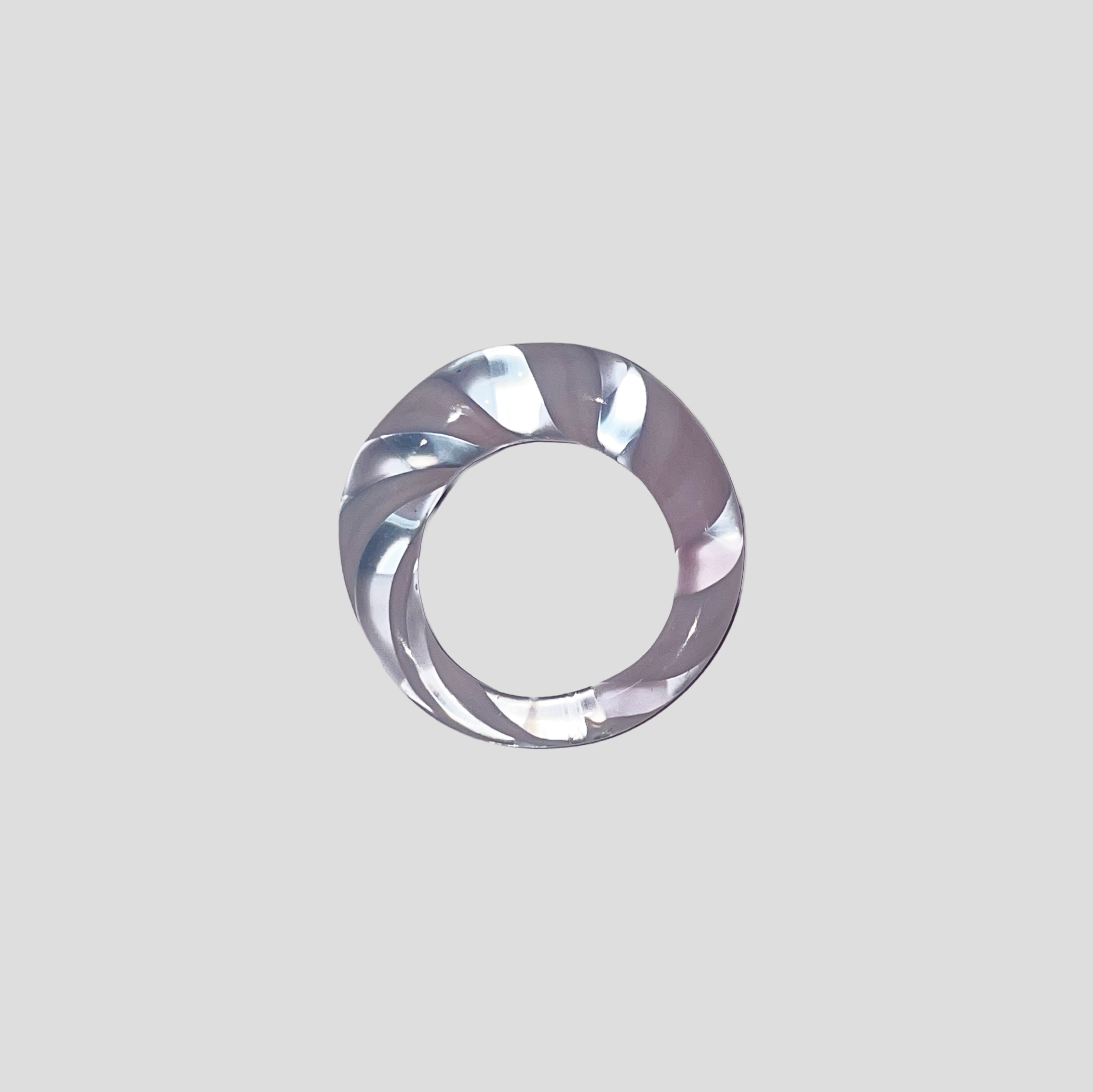 Frozen Lilac Spiral Glass Ring
