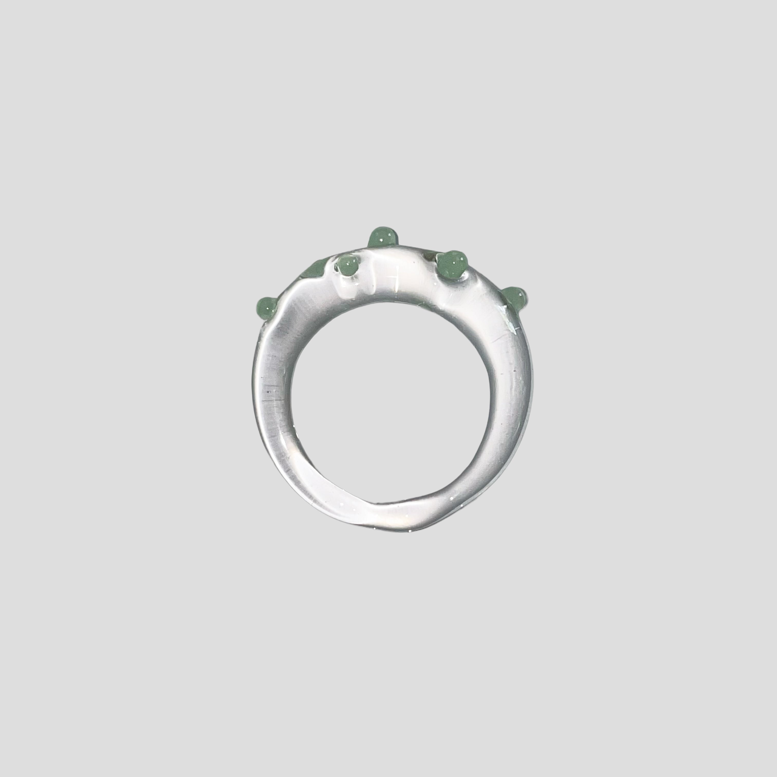 Green Dot Transparent Glass Ring