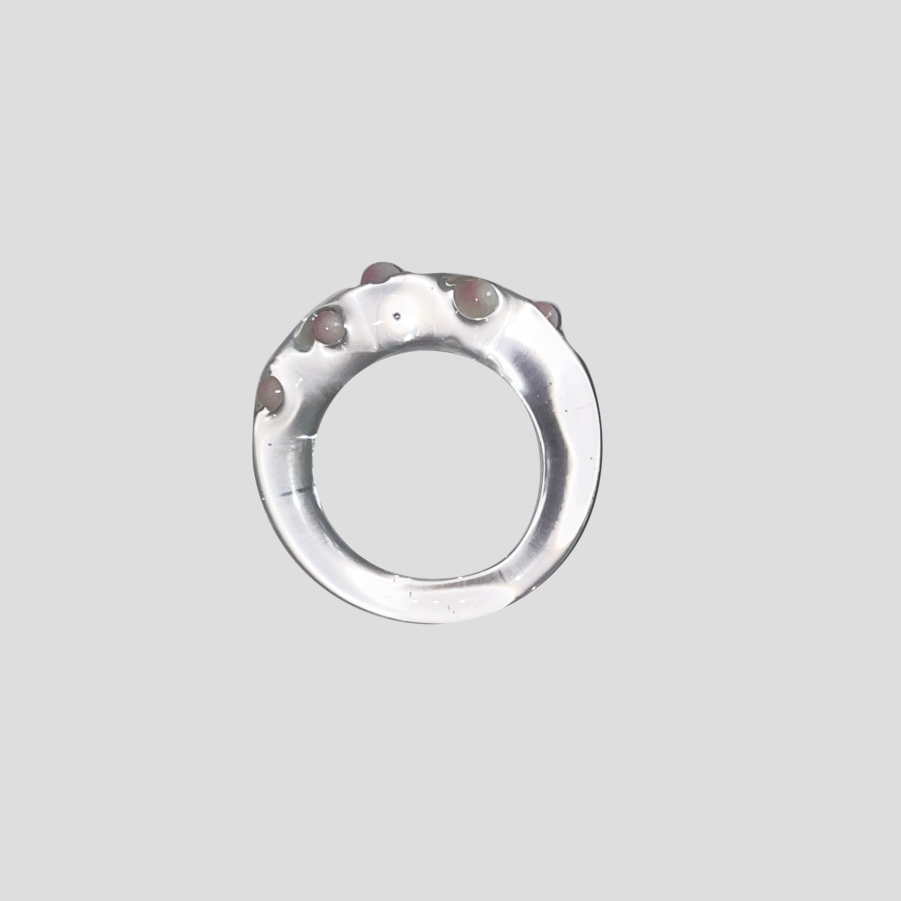 Rose Dot Transparent Glass Ring