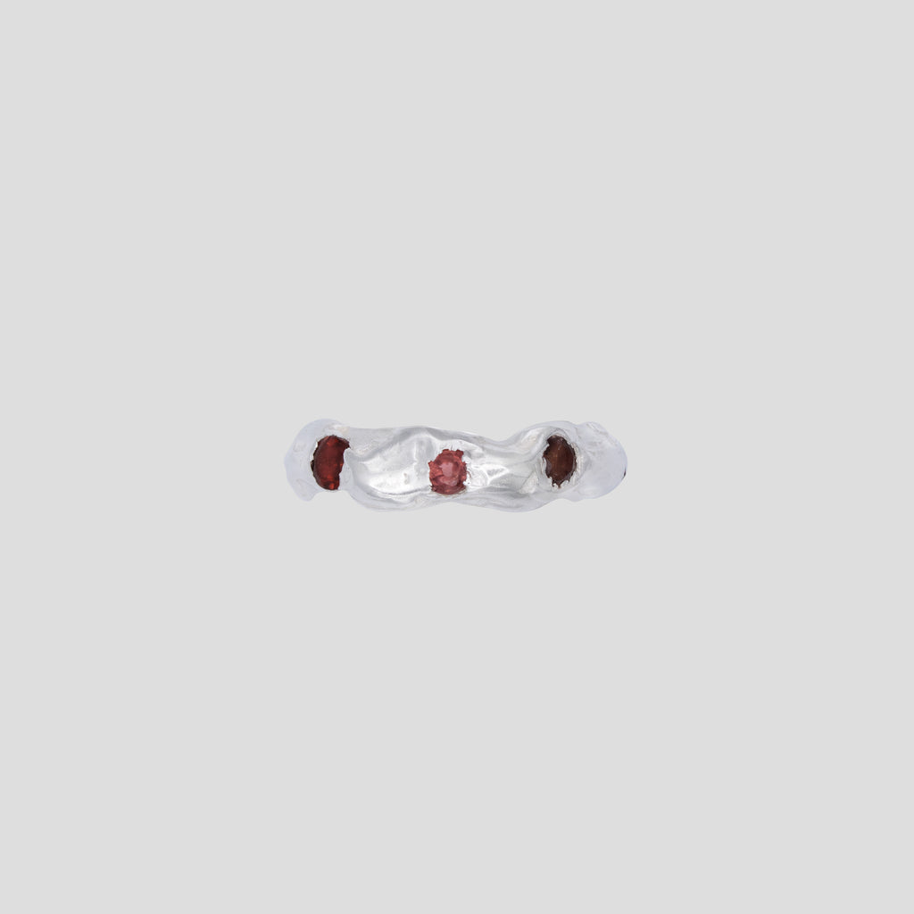 One of a kind handmade sterling silver Melted Garnet ring — All Rivers jewelry Berlin